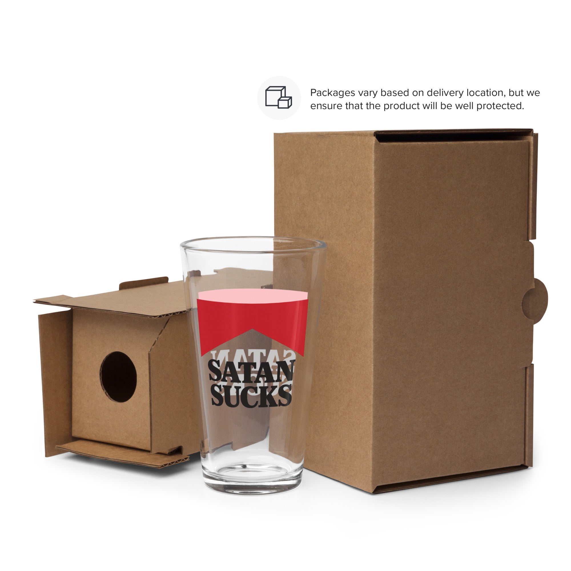 Satan Sucks Pint Glass | Bold Christian Drinkware Gift