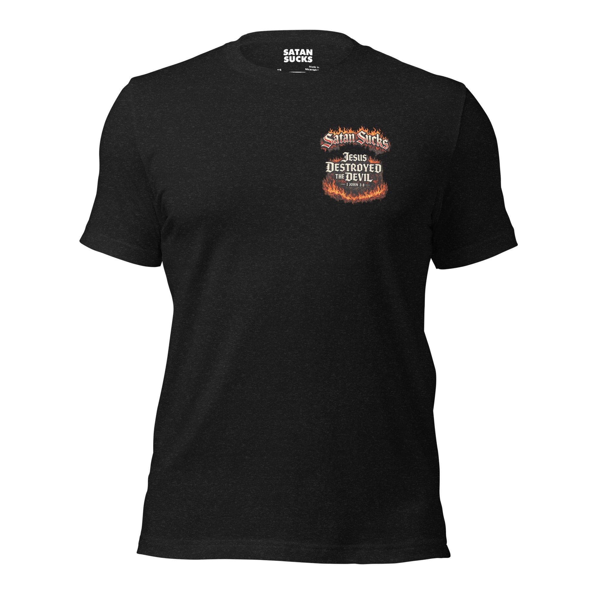 SatanSucks.com product photo — Not Today Satan graphic tee
