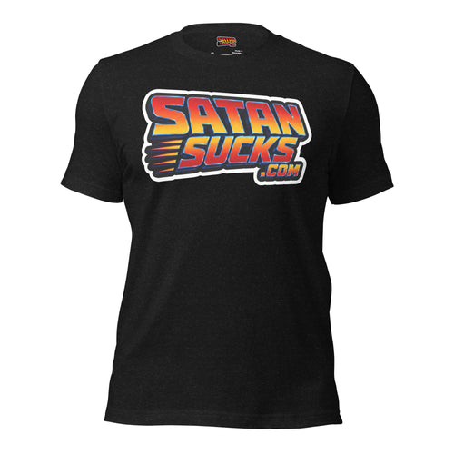 Retro 80s gradient logo graphic tee black heather front